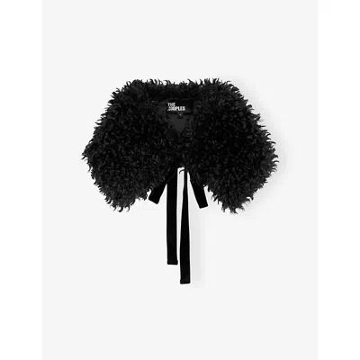 The Kooples Womens  Tie Faux-fur Shawl In Black