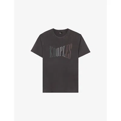 The Kooples Womens  Logo-print Relaxed-fit Cotton T-shirt In Black