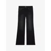 The Kooples Womens Black Washed Regular-fit Flared-leg High-rise Stretch-denim Jeans In Black Washed