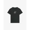 The Kooples Womens Black Washed Star-print Short-sleeved Cotton-jersey T-shirt In Black