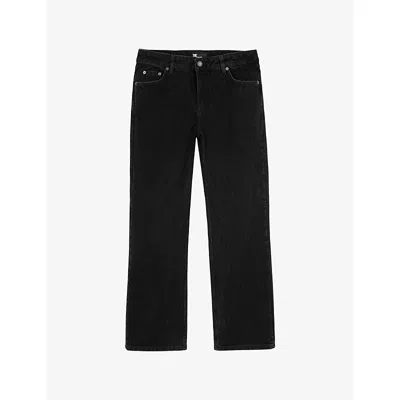 The Kooples Womens Black Washed Straight-leg Mid-rise Denim Jeans