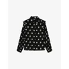 The Kooples Womens  Collared Spot-print Woven Shirt In Black