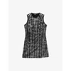 The Kooples Womens Double-breasted Houndstooth Sequin-embellished Mini Dress Black White Xs In Black