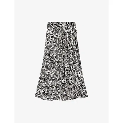 The Kooples Womens  Graphic-print High-rise Woven Midi Dress In Multi