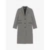 The Kooples Womens Black White Houndstooth Peak-lapel Wool-blend Coat In Multi