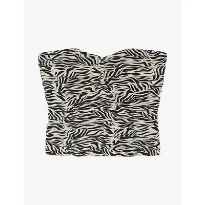 The Kooples Womens  Strapless Graphic-print Woven Bustier Top In Multi