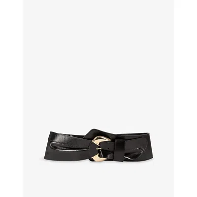 The Kooples Womens  Wide Leather Belt In Black