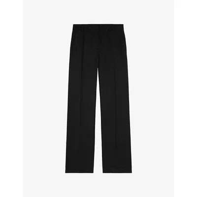 THE KOOPLES WOMENS BLACK WIDE-LEG MID-RISE WOOL TROUSERS