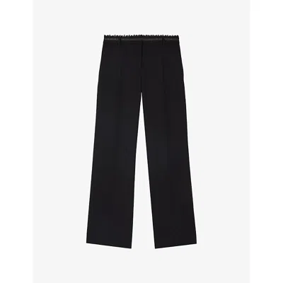 The Kooples Womens Black Wide-leg Woven Trousers