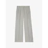 The Kooples Womens  Stripe Straight-leg Loose Cotton-blend Trousers In Blanc / Bleu