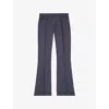 The Kooples Womens Button-down Flare-leg Cotton-linen Trousers Blue In Blue