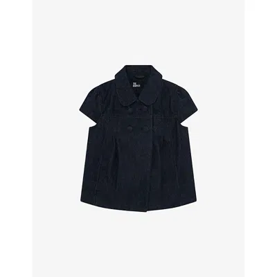 The Kooples Womens Blue Electric Collared Button-down Short-sleeve Denim Jacket