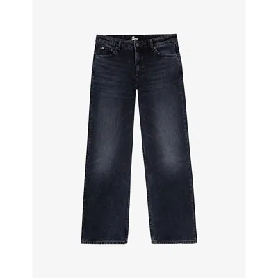 The Kooples Womens  Faded-wash Wide-leg Mid-rise Denim Jeans In Blue Electric