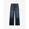 The Kooples Womens Blue Electric Wide-leg Mid-rise Denim Jeans In Blue