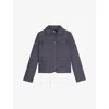 The Kooples Womens Patch-pocket Straight-fit Cotton-linen Jacket Blue In Blue