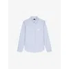 The Kooples Womens  Stripe Brand-embroidery Cotton Shirt In Blue / White