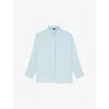 The Kooples Womens  Relaxed-fit Long-sleeve Stretch-silk Shirt In Blue/green