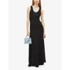 The Kooples Womens Black Bow-embellished Round-neck Sleeveless Stretch-knit Maxi Dress In Black