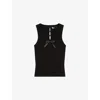 The Kooples Womens Black Bow-embellished Round-neck Woven Top In Black