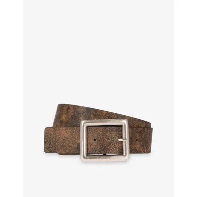 The Kooples Womens  Vintage-effect Leather Belt In Brown