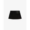 The Kooples Womens Black Buckle-embellished Wrap-front Cotton-blend Mini Skirt In Black