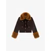 The Kooples Womens Chocolate Four-pocket Faux-fur Wool-blend Jacket In Brown