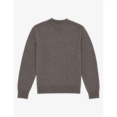 The Kooples Womens Crewneck Regular-fit Wool And Cashmere-blend Jumper Taupe In Brown