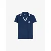 The Kooples Womens Dark Navy Brand-embroidered Cotton Polo Shirt