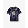The Kooples Womens Dark Navy Brand-print Sequin-embellished Stretch-cotton T-shirt In Dark Navy