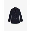 The Kooples Womens Dark Navy Peak-lapel Double-breasted Wool-blend Blazer In Dark Navy