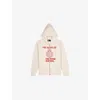 The Kooples Womens  Branded-print Side-pocket Cotton-jersey Hoody In Ecru