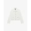 The Kooples Womens Ecru Collared Crop Tweed Jacket In White