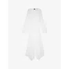 The Kooples Womens Ecru Lace-trim Pleated Woven Maxi Dress In Ecru