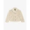 The Kooples Womens Ecru Lapel-collar Side-pocket Faux-fur Jacket In Neutral