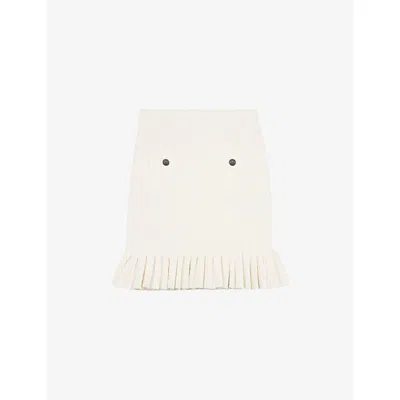 The Kooples Womens Ecru Patch-pocket Ruffled Knitted Mini Skirt