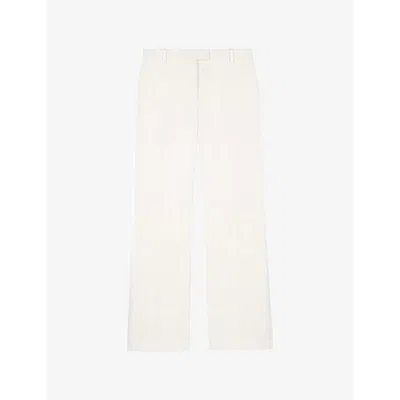 The Kooples Womens  Pressed-creases Straight-leg Mid-rise Woven Trousers In Ecru