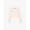 The Kooples Womens  Round-neck Open-knit Cotton Jumper In Ecru