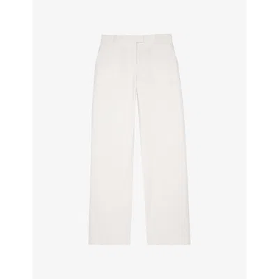 The Kooples Womens Ecru Straight-leg Mid-rise Cotton Trousers