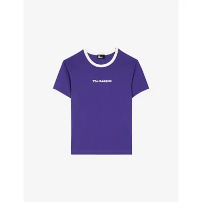 The Kooples Womens Electric Blue Logo-print Short-sleeve Cotton T-shirt Xs
