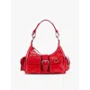 The Kooples Womens Red Flap-pocket Leather Shoulder Bag