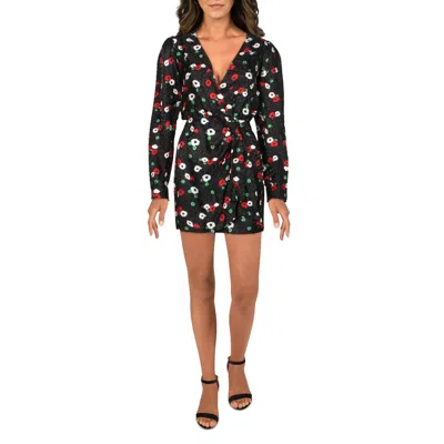 The Kooples Womens Floral Mini Wrap Dress In Black