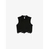 The Kooples Womens Black Floral-pattern Cropped Guipure-lace Top In Black