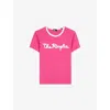 The Kooples Womens Fushia Brand-embroidered Short-sleeved Cotton-jersey T-shirt