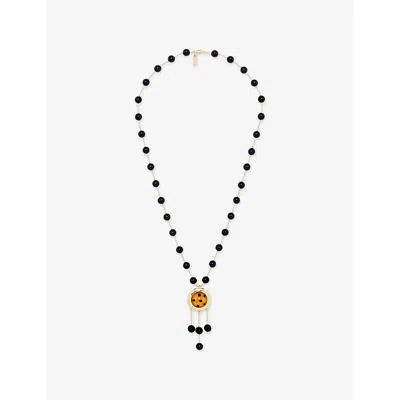 The Kooples Womens  Beaded Brass Pendant Necklac In Gold