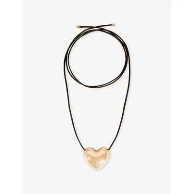 The Kooples Womens  Heart-pendant Rope Necklac In Gold