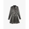 The Kooples Womens  Bow-tie Sequin Mini Dress In Grey