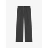 The Kooples Womens Grey Drawstring Straight-leg Stretch Wool-blend Trousers In Gray
