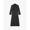 The Kooples Womens Grey Flannel Collared Long-sleeve Stretch Wool-blend Coat In Gray