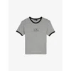 The Kooples Womens Grey Melange Branded-print Short-sleeved Cotton-jersey T-shirt