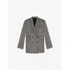 The Kooples Womens Notch-lapel Double-breasted Wool And Linen-blend Blazer Grey In Grey